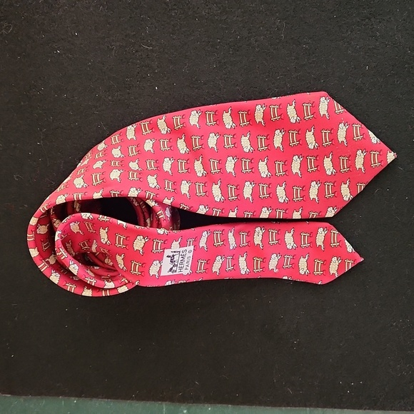 Vintage Hermes Paris Sheep Silk Tie # 7528 IA